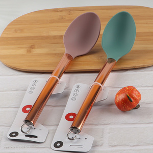 High quality silicone nylon cooking spoon with stainless steel handle