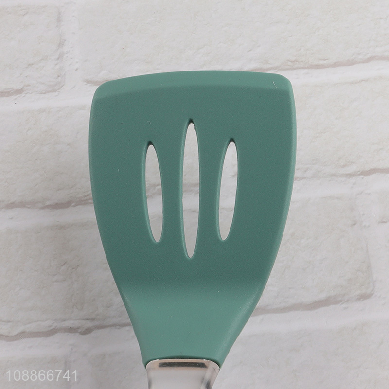 China imports durable flexible silicone slotted spatula with clear handle