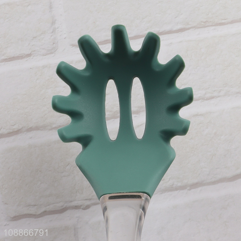 Good quality silicone spaghetti server pasta fork with clear plastic handle