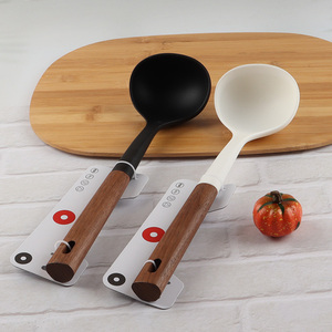 New arrival silicone kitchen cooking serving ladle with black walnut handle
