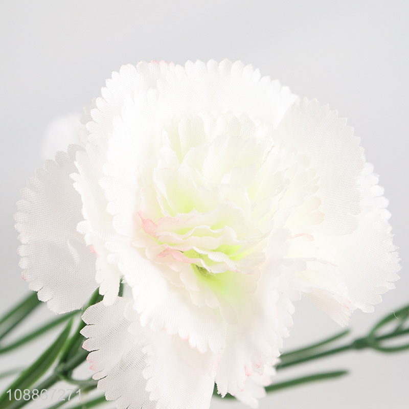 Top selling 5heads natural polyester artificial carnation flower