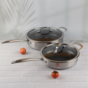 New product stainless steel non-stick coating frying pan with glass lid