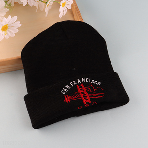 China factory black fashionable beanies hat knitted hat for men women