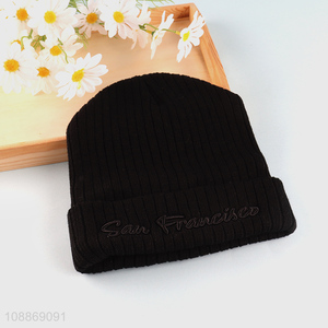New arrival black fashionable winter knitted hat beanies hat