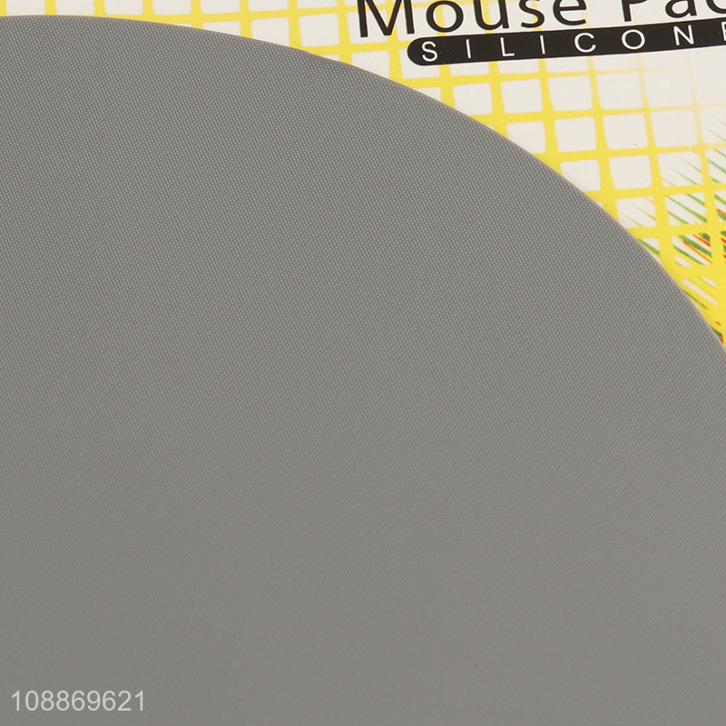 Factory direct sale round non-slip grey silicone mouse pad