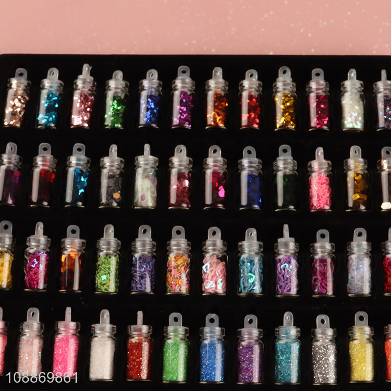 Online wholesale 48 colors glitter set for resin, makeup, body face nail arts