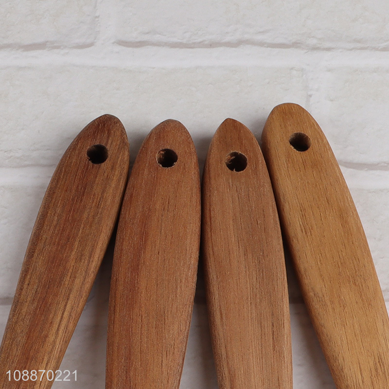 High Quality 4-Piece Natural Acacia Wood Kitchen Utensils Set with Holder