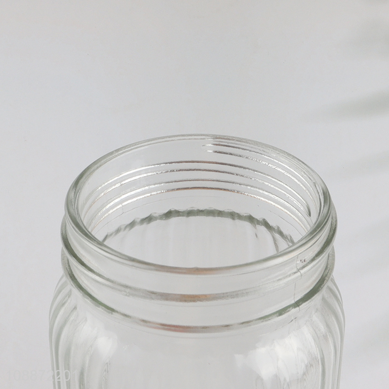 Wholesale clear glass mason jar cup with bamboo lid & stainless steel straw