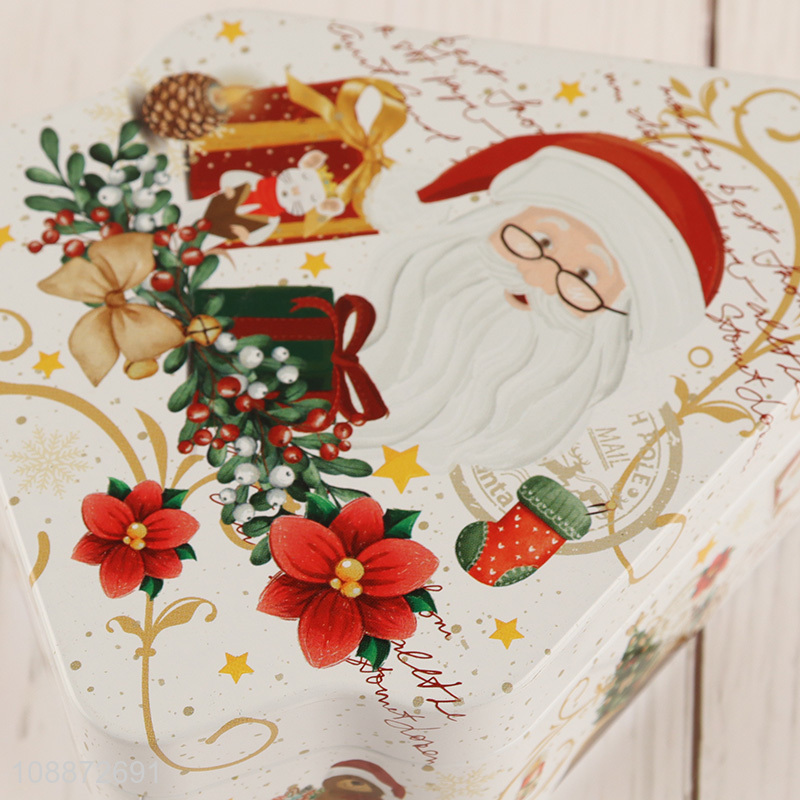 Best selling christmas decoration hanging tinplate storage box for xmas tree