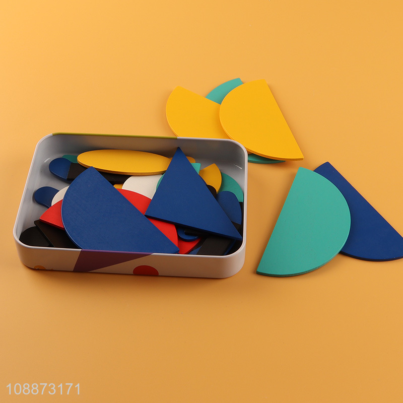 Wholesale wooden shapes puzzle blocks geometric brain teaser montessori toys