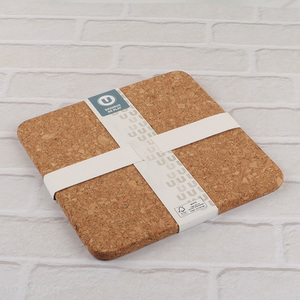 High quality square cork coasters wooden thick drinks coasters for kitchen