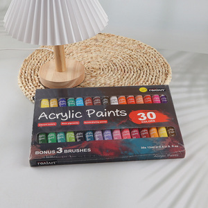 Wholesale 30 colors acrylic paints with 3 brushes for canvas, wood & rock