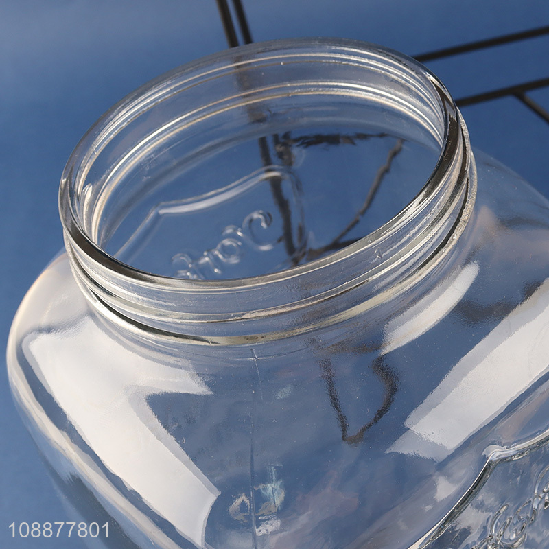 Yiwu market clear 4l glass storage jar with storage holder