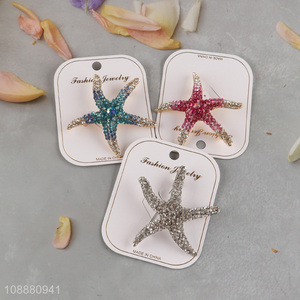 Top selling multicolor starfish shaped fashionable alloy brooch