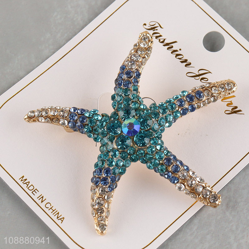 Top selling multicolor starfish shaped fashionable alloy brooch