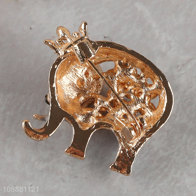 High quality elephant shaped alloy brooch pearl brooch for sale