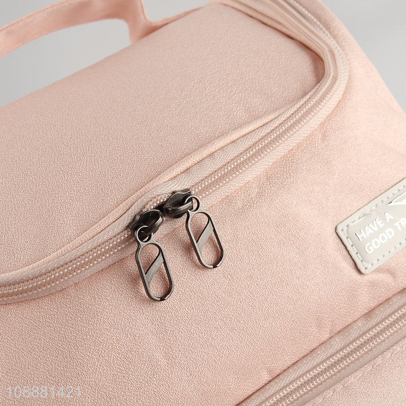 Good quality pink portable girls travel makeup bag cosmetic bag