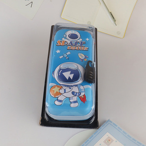 Yiwu market cartoon astronaut pencil case with coded lock