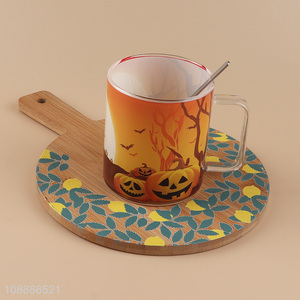 Factory supply pumpkin printed glass drinking cup water cup