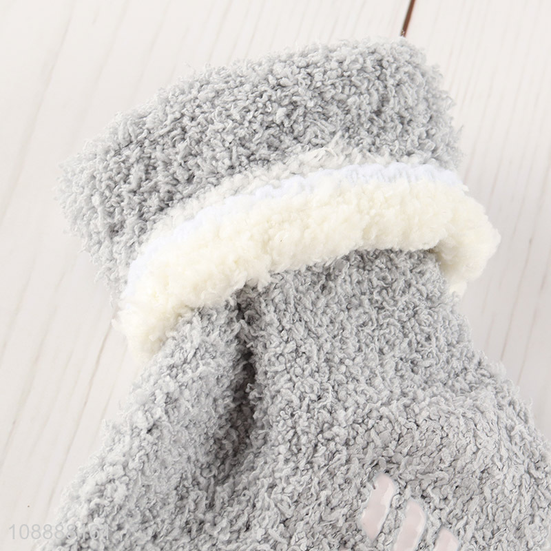 High quality women winter socks microfiber slipper socks with grips