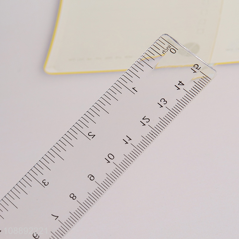 Good quality clear plastic straight ruler with centimeters and inches