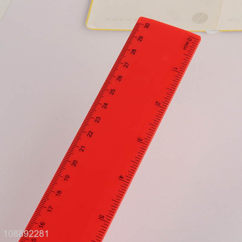Good price colorful plastic straight ruler with inches and centimeters