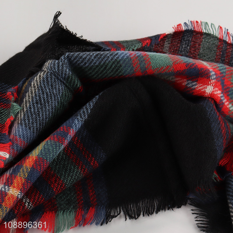 Hot selling winter neck warmer soft plaided scarf for men women