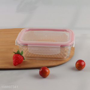 Best selling glass clear rectangle sealed preservation box food storage box