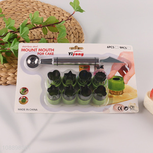 Hot selling 9pcs fruit & vegetable tools set with fruit stamp molds