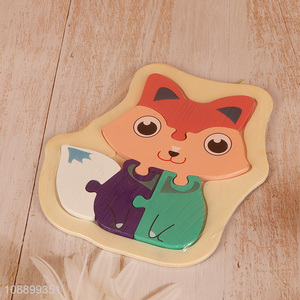 Low price fox shaped wooden 3d puzzle toy jigsaw toys