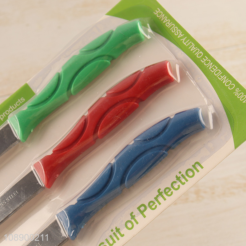 Online wholesale 3pcs fruit paring knife set with colorful plastic handle