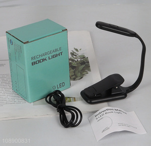 New product black rechargeable led book light reading lamp