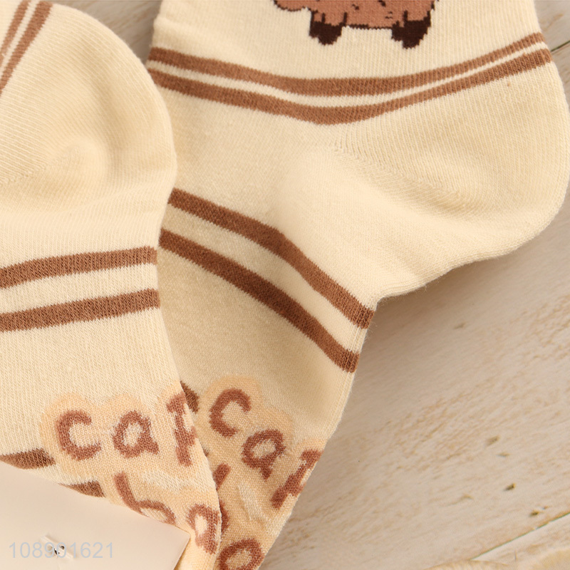 Wholesale womens socks cute cartoon anti-slip casual cotton crew socks