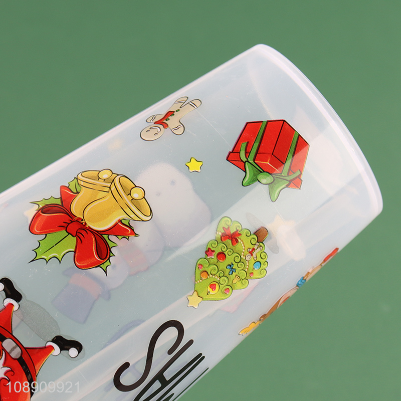 Good Price 500ml Cute Christmas Plastic Cup with Lid and Straw