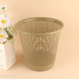 Wholesale round plastic trash can waste paper basket for kitchen bathroom