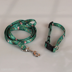 Factory Supply Heavy Duty Christmas Dog Collar and Leash Set