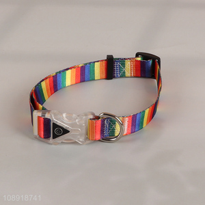 Factory Price Rainbow Color Adjustable Pet Dog Collar