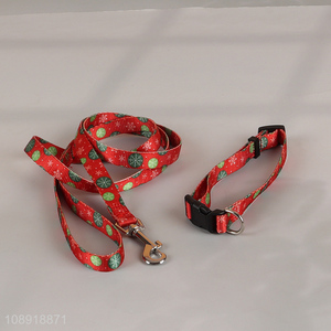 High Quality Adjustable Christmas Dog Collar and Leash Set