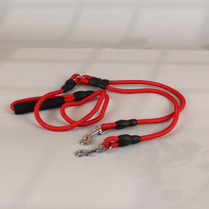 Factory Supply Double Dog Leash with Comfortable Handle