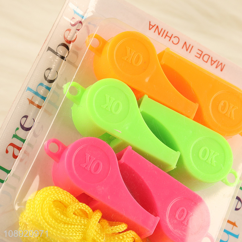 Popular products 6pcs plastic multicolor whistle for party supplies