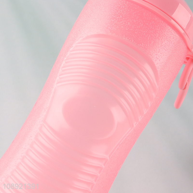 China factory pink portable plastic water bottle with handle