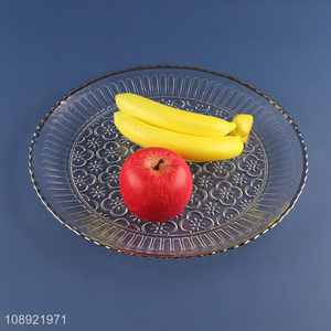 China products unbreakable glass clear round food <em>plate</em> fruits <em>plate</em>