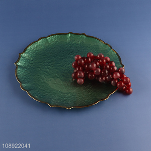 Online wholesale green tabletop decoration glass <em>plate</em> dinner <em>plate</em>