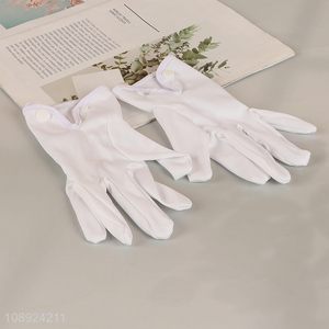 New product white polyester parade gloves ceremonial gloves with button