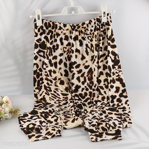 High quality soft leopard print loose pants for women