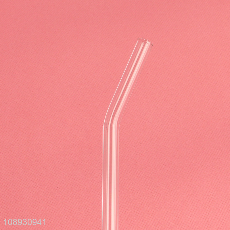 Wholesale 6+1 Clear Bent Straight Glass Straws with Cleaning Brush