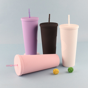 Online wholesale plastic straw cup 750ml water cup with lid