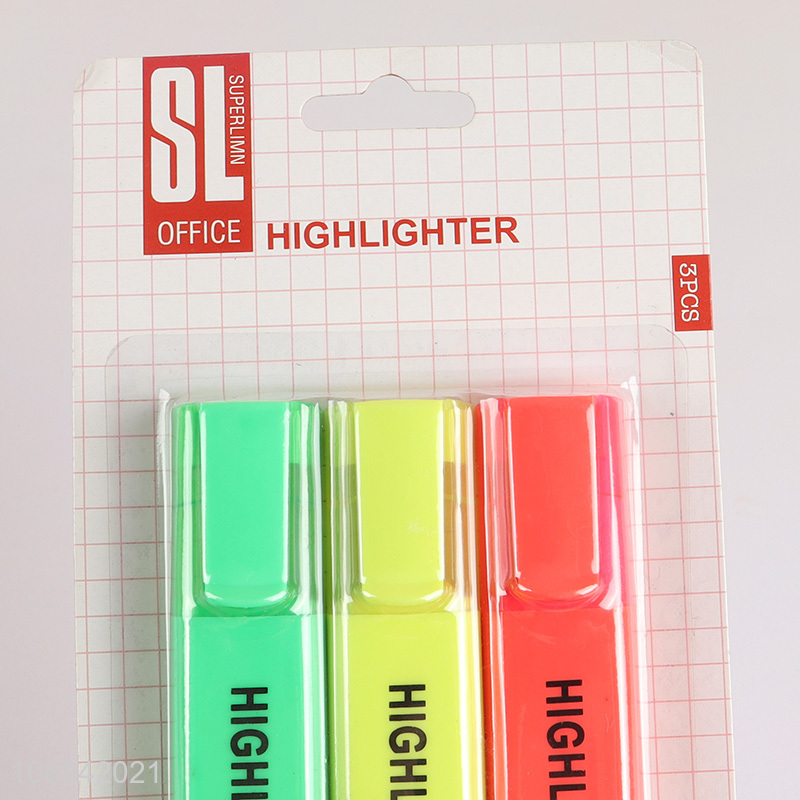 Hot Selling 3PCS Chisel Tip Highlighters Marker Pens for Students