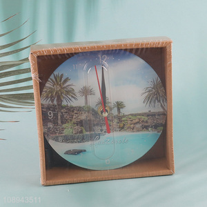 Most popular round living room decoration glass tabletop clock