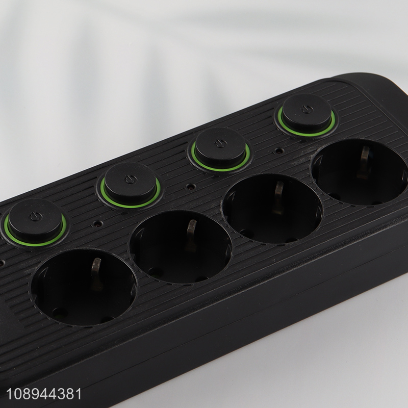 New Product EU Extension Socket Power Strip with 4 Sockets & Individual Switches